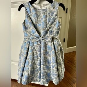 Helena Girls Blue Floral Brocade Dress Size 6
